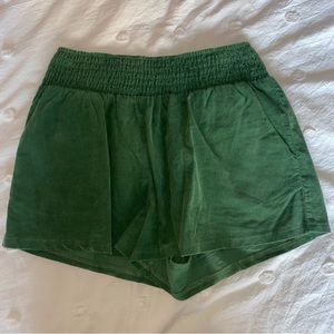 green high rise bermuda shorts